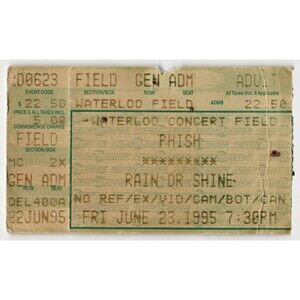 Vintage 1995 Phish Concert Ticket Stub Stanhope NJ